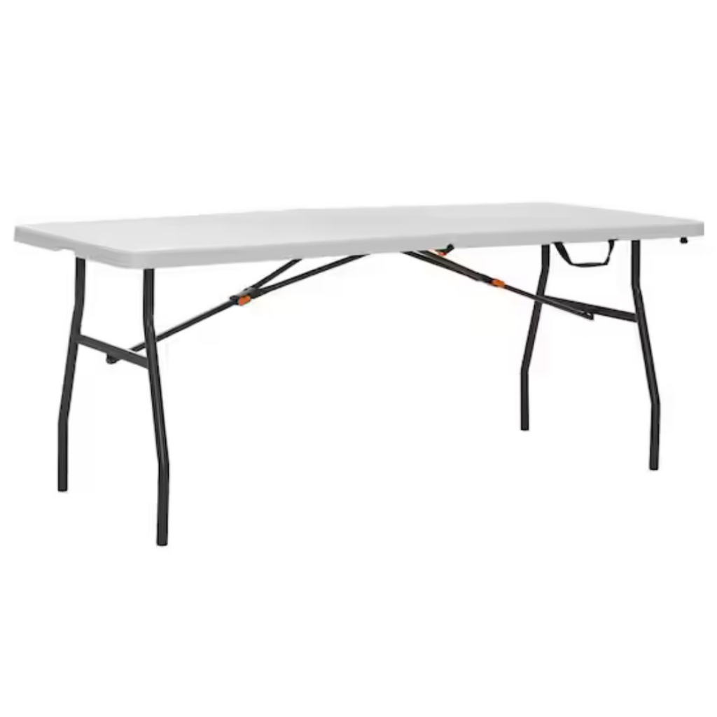 6' white folding table
