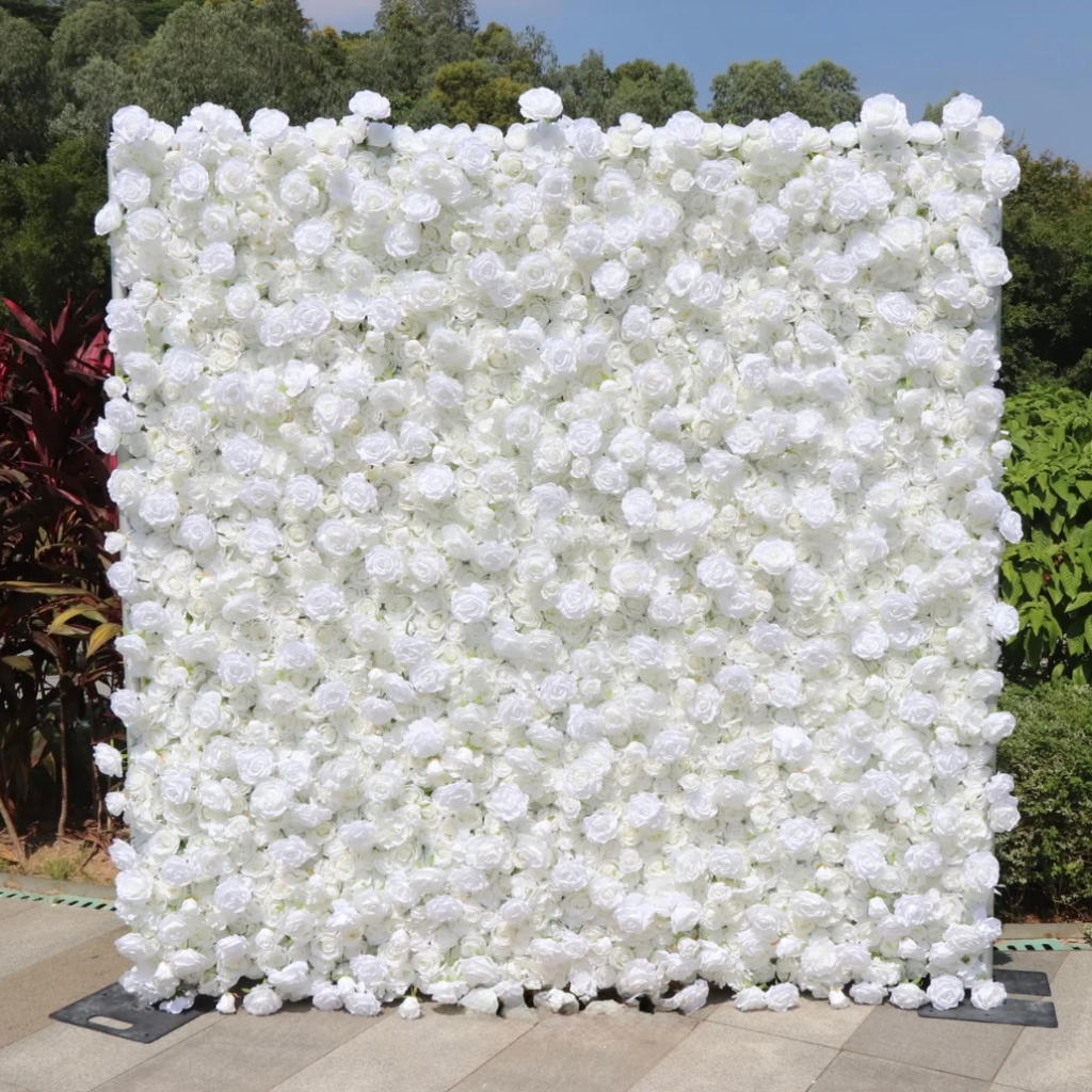 white flower wall backdrop