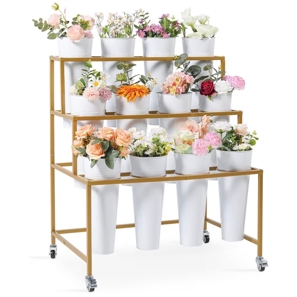bouquet bar with flowers in vases