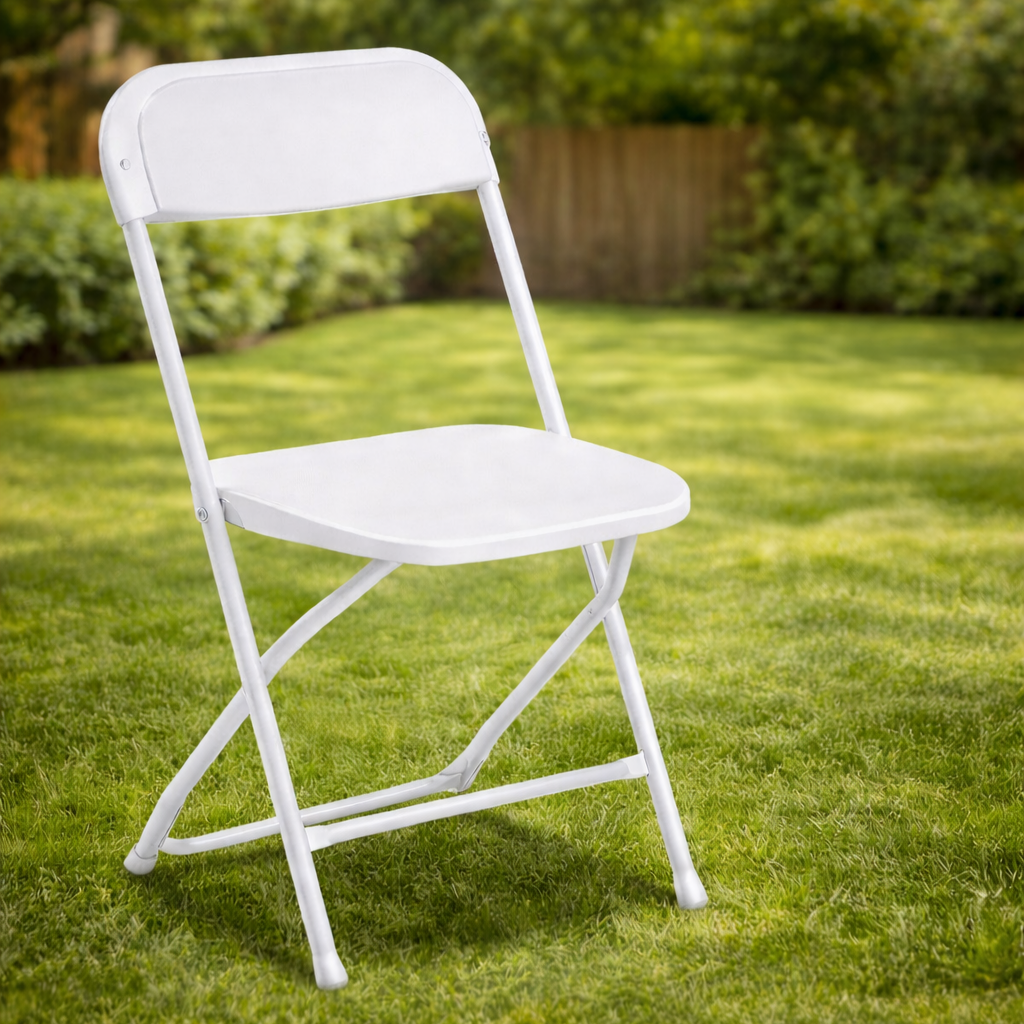 white folding chair